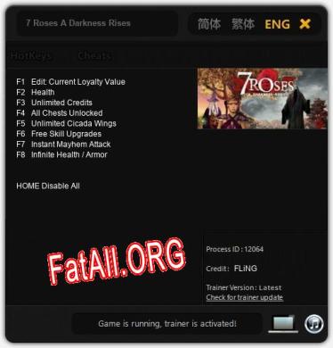 7 Roses A Darkness Rises: Трейнер +8 [v1.5]