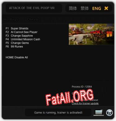 Трейнер для ATTACK OF THE EVIL POOP VR [v1.0.3]