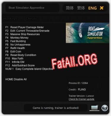 Трейнер для Boat Simulator Apprentice [v1.0.8]