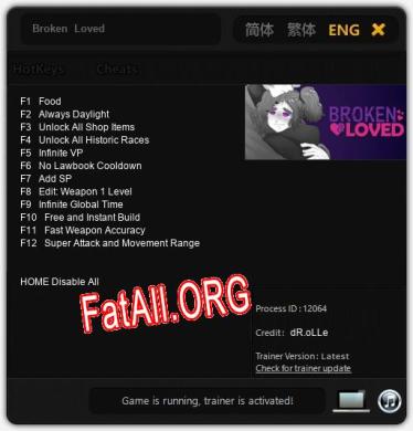 Broken Loved: ТРЕЙНЕР И ЧИТЫ (V1.0.66)