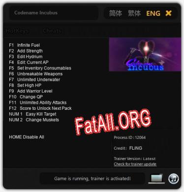 Codename Incubus: Трейнер +14 [v1.8]