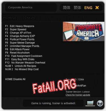 Corporate America: ТРЕЙНЕР И ЧИТЫ (V1.0.94)