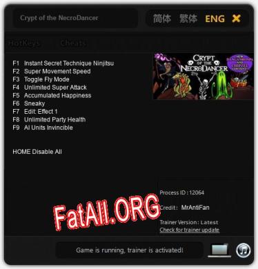 Трейнер для Crypt of the NecroDancer [v1.0.7]