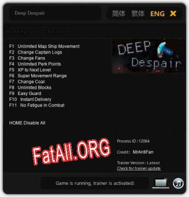 Deep Despair: Читы, Трейнер +11 [MrAntiFan]