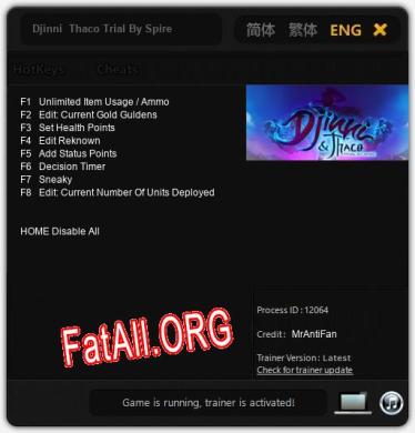 Трейнер для Djinni  Thaco Trial By Spire [v1.0.1]