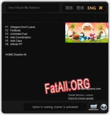 Don´t Burst My Balloon: Трейнер +6 [v1.4]