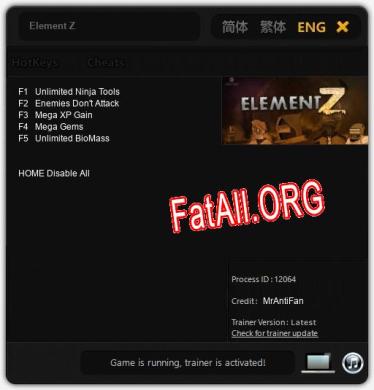 Трейнер для Element Z [v1.0.5]