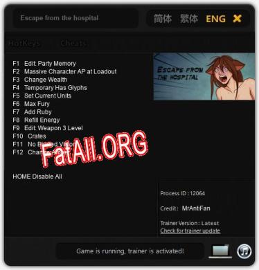 Escape from the hospital: Читы, Трейнер +12 [MrAntiFan]