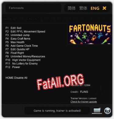 Трейнер для Fartonauts [v1.0.3]