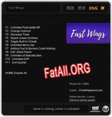 Трейнер для Fast Wings [v1.0.8]