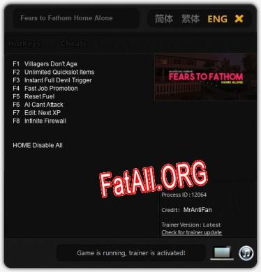 Трейнер для Fears to Fathom Home Alone [v1.0.2]