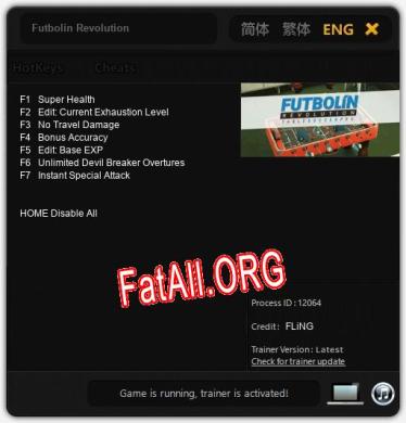 Трейнер для Futbolín Revolution [v1.0.1]