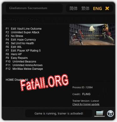 Трейнер для Gladiatorum Sacramentum [v1.0.6]