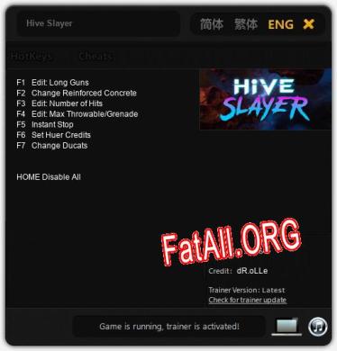 Трейнер для Hive Slayer [v1.0.9]