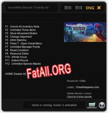Incredible Dracula 3 Family Secret: Трейнер +12 [v1.2]