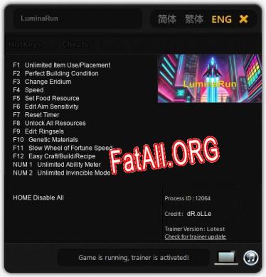 Трейнер для LuminaRun [v1.0.7]