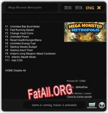 Mega Monster Metropolis: Трейнер +11 [v1.4]
