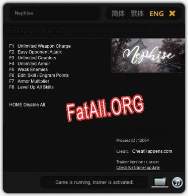 Nephise: Трейнер +8 [v1.7]