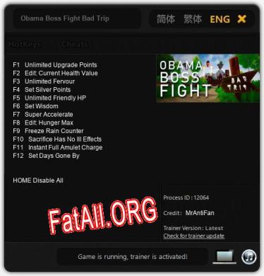 Трейнер для Obama Boss Fight Bad Trip [v1.0.9]