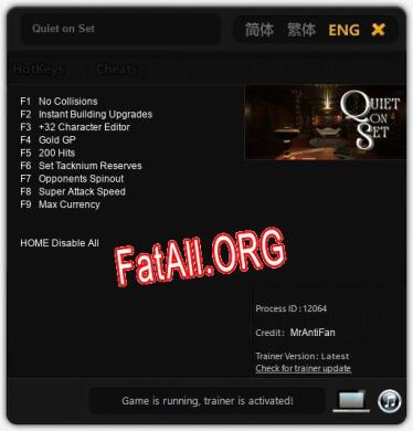 Quiet on Set: Трейнер +9 [v1.1]