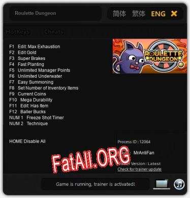 Трейнер для Roulette Dungeon [v1.0.4]