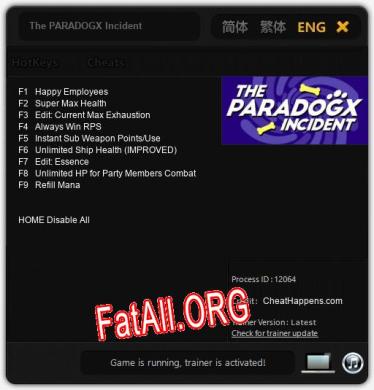 The PARADOGX Incident: ТРЕЙНЕР И ЧИТЫ (V1.0.7)