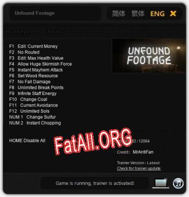 Unfound Footage: Читы, Трейнер +14 [MrAntiFan]