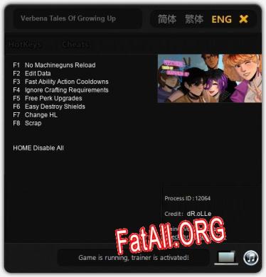 Verbena Tales Of Growing Up: ТРЕЙНЕР И ЧИТЫ (V1.0.67)